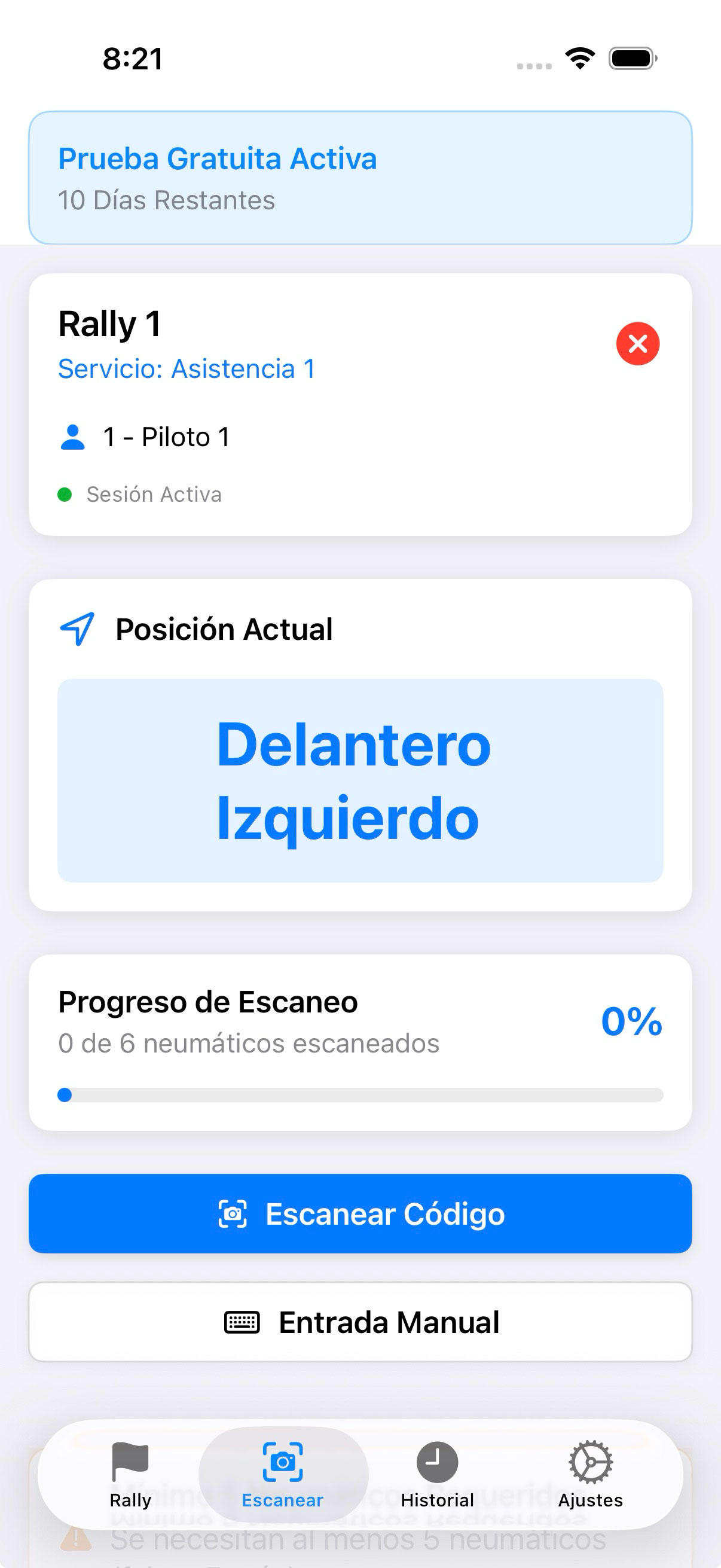 Escanear código de neumático