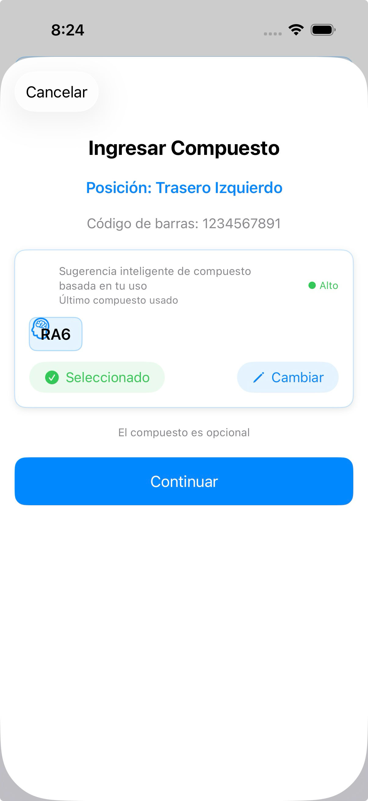 Cambiar compuesto predeterminado